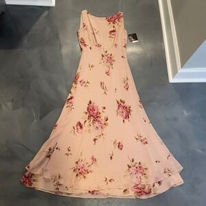 Cynthia Howie VTG Silk Maxi Dress Dusty Rose Floral Pink Sz 4 Fairy Cottagcore